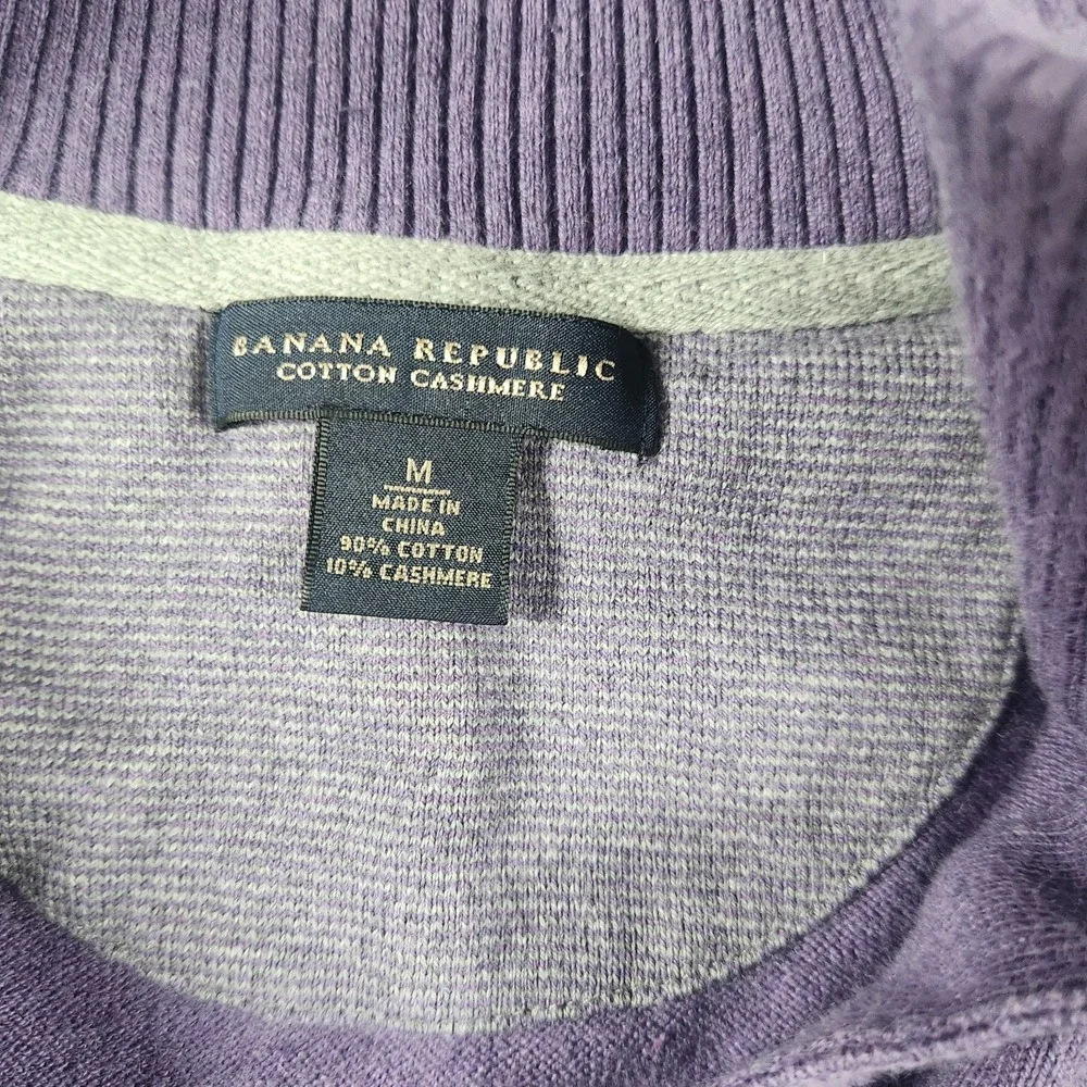 Banana Republic Sweater Mens‎ Medium Purple Cotton Cashmere Henley Pullover